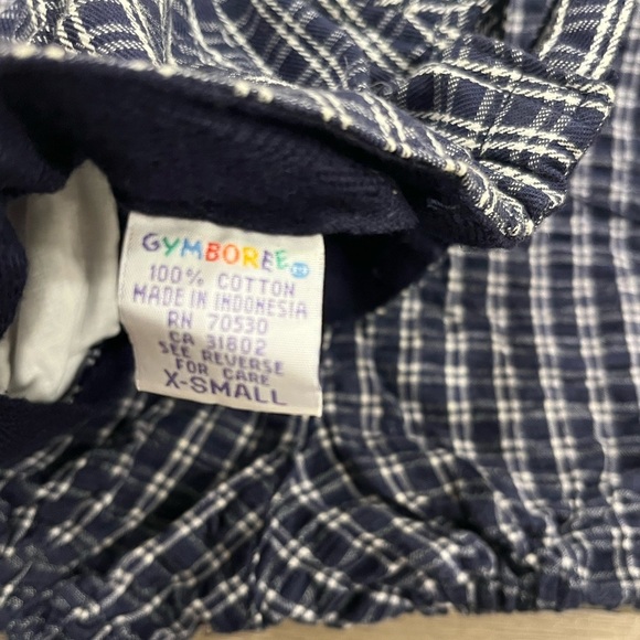 GYMBOREE Rainbow Tag VINTAGE SPORTS Blue Gingham Football Shortalls XSMALL Cap - Picture 7 of 7